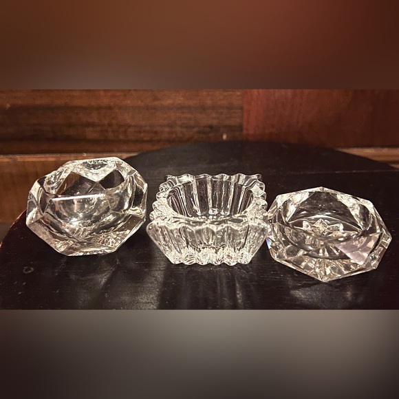 Vintage Crystal Salt Cellar set of 3 - Picture 4 of 5